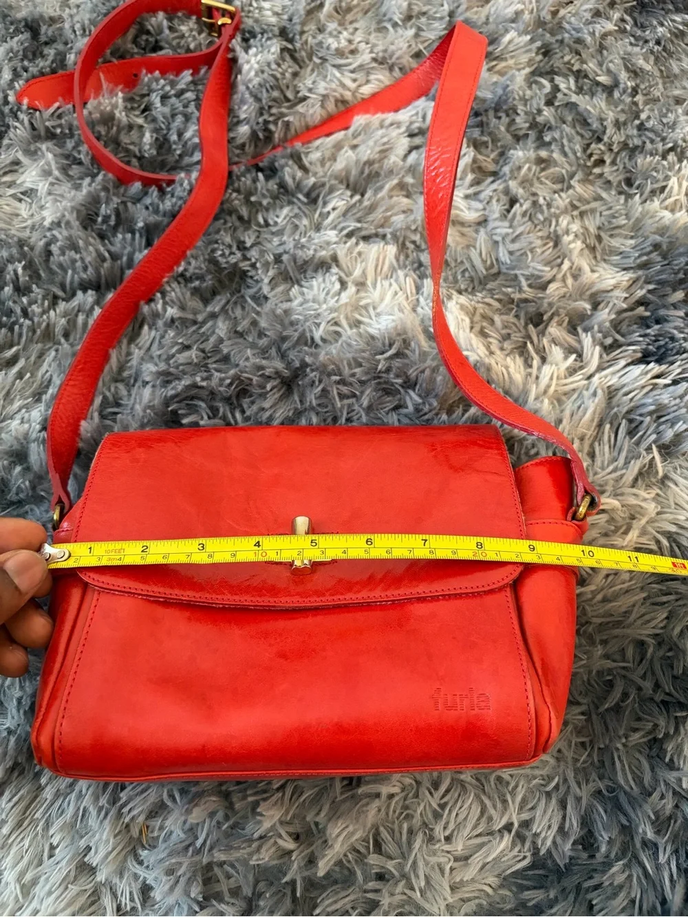 Vintage FURLA Red Leather Crossbody Bag Made in Italy Turnlock Shoulder Purse